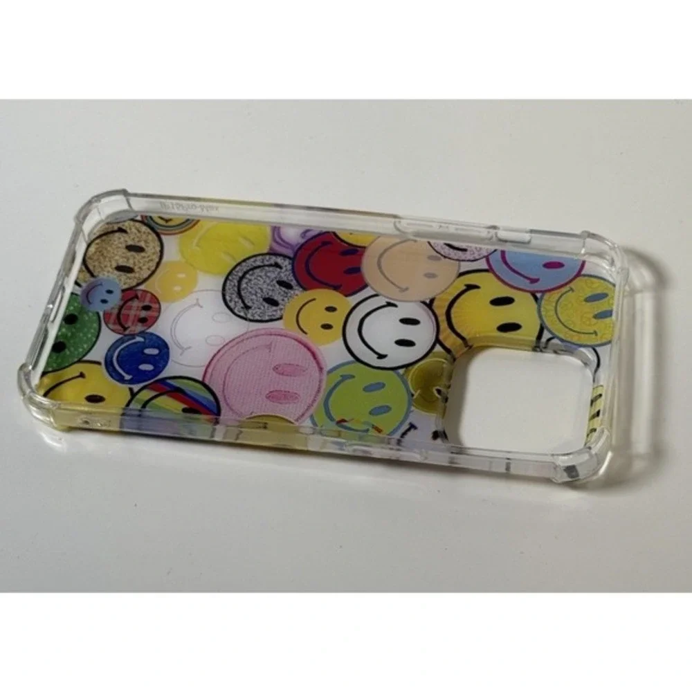 Happy Face Print iPhone 15‎ Pro Max Case Clear Jelly Bumper Multi Color 81-05
